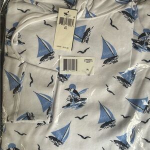 White and Blue Sailboat hoodie RL